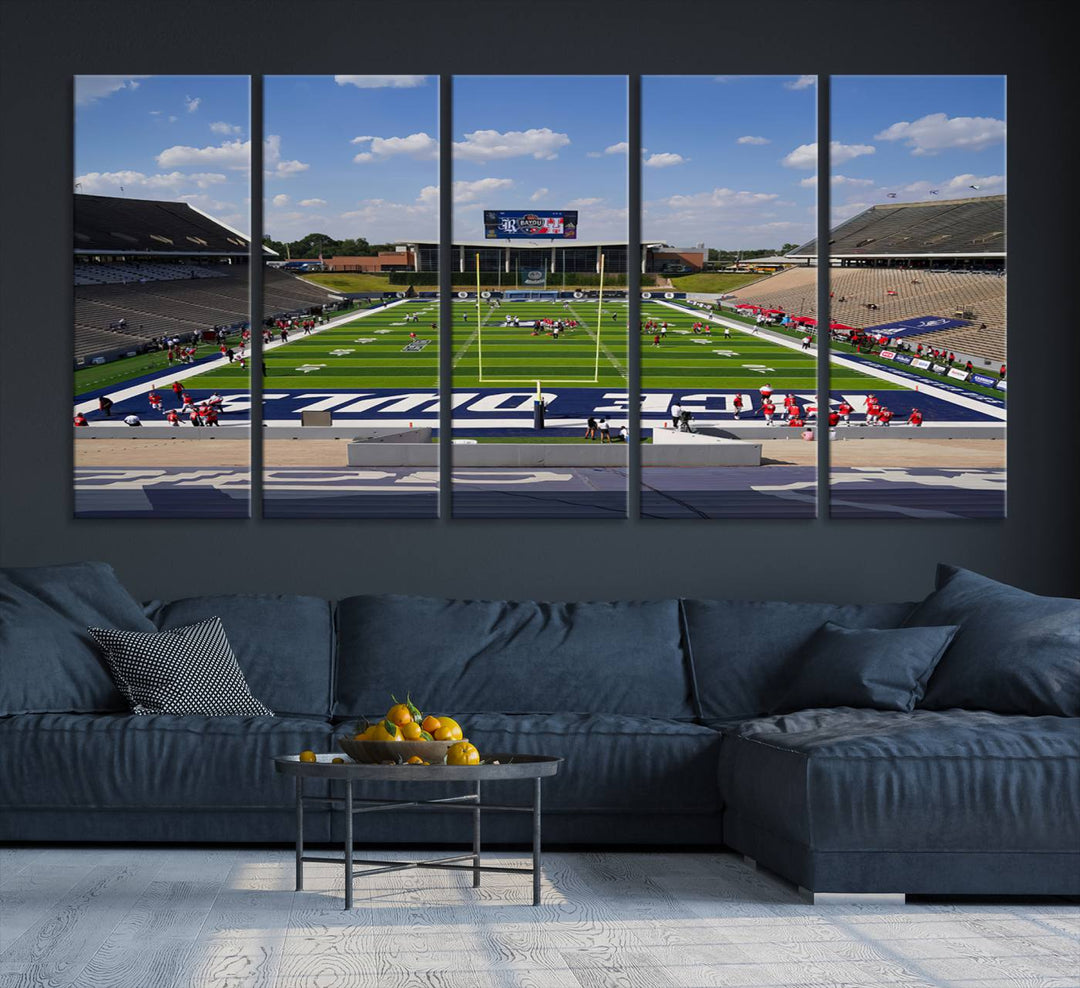92248-MGV-CV-36X24-Rice University Owls Football Team Print - Houston Rice Stadium Wall Art Canvas Print