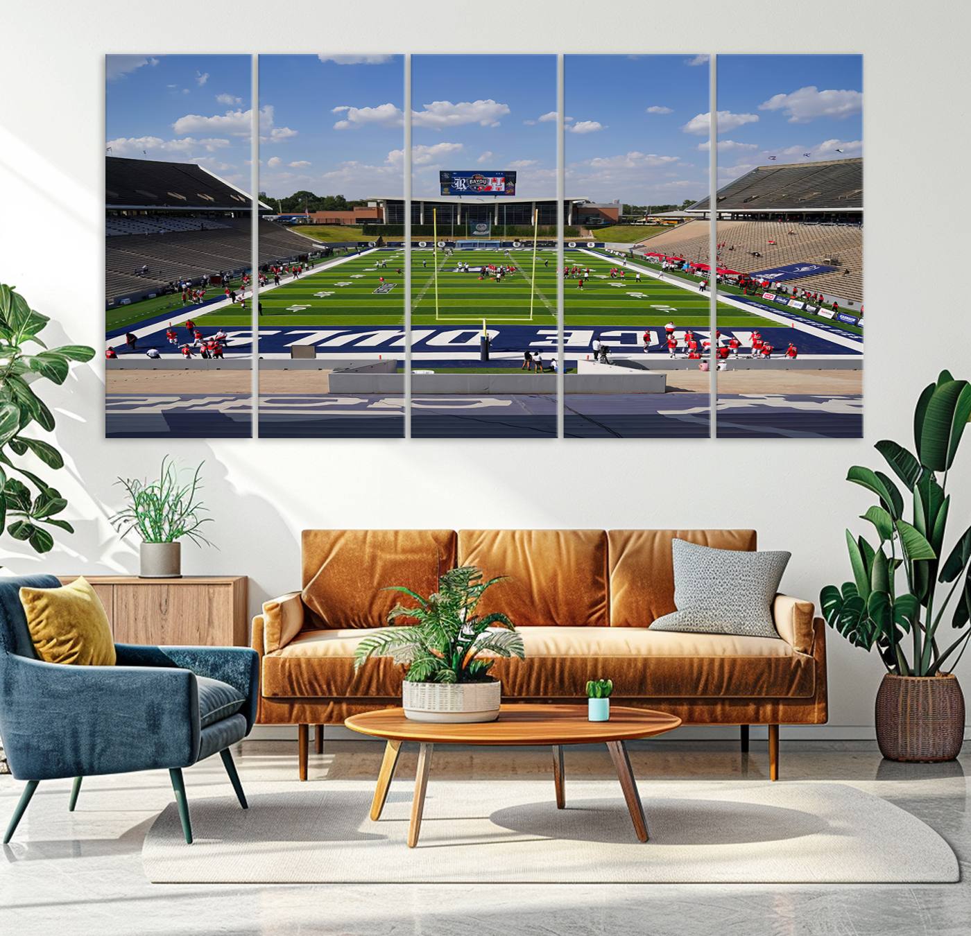 92248-MGV-CV-36X24-Rice University Owls Football Team Print - Houston Rice Stadium Wall Art Canvas Print