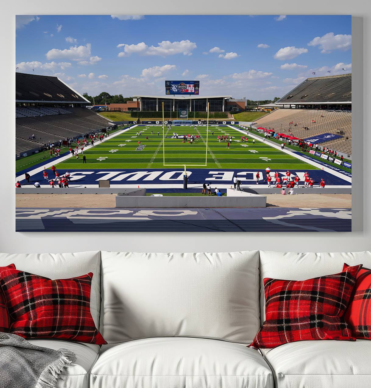 92248-MGV-CV-36X24-Rice University Owls Football Team Print - Houston Rice Stadium Wall Art Canvas Print