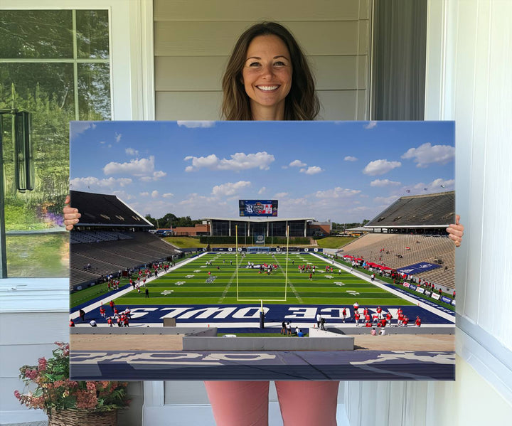 Rice University Owls Football Team Print - Houston Rice Stadium Wall Art Canvas Print