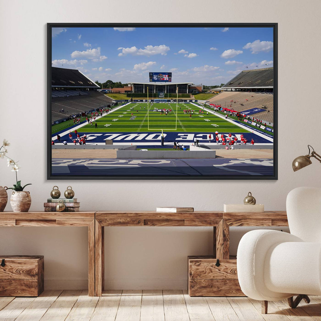 92248-MGV-FC-36X24_Black-Rice University Owls Football Team Print - Houston Rice Stadium Wall Art Canvas Print