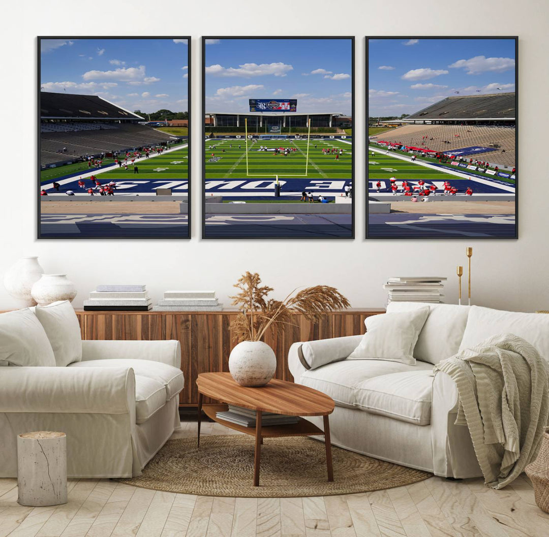 92248-MGV-FC-60X30-3P_Black-Rice University Owls Football Team Print - Houston Rice Stadium Wall Art Canvas Print