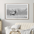 72817061-MGV-CV-36X24-Rustic Elk Wall Art Canvas Print, Wildlife Antler Print, Framed Western Hunting Lodge Art Print, Large Mountain Nature Scene Printing