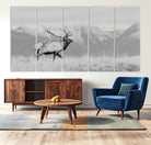 72817061-MGV-CV-36X24-Rustic Elk Wall Art Canvas Print, Wildlife Antler Print, Framed Western Hunting Lodge Art Print, Large Mountain Nature Scene Printing