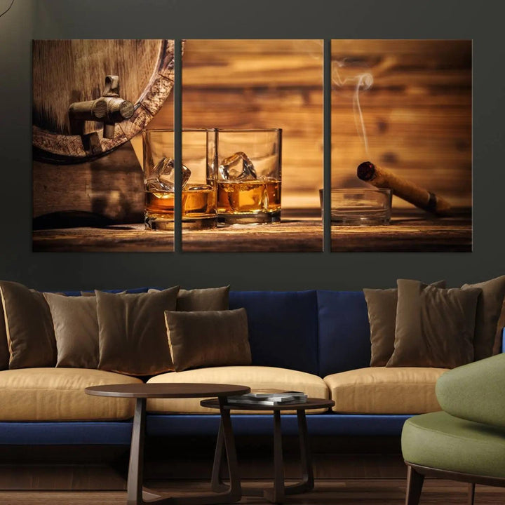 96798-MGV-CV-36X24-Rustic Whiskey and Barrel Canvas Print
