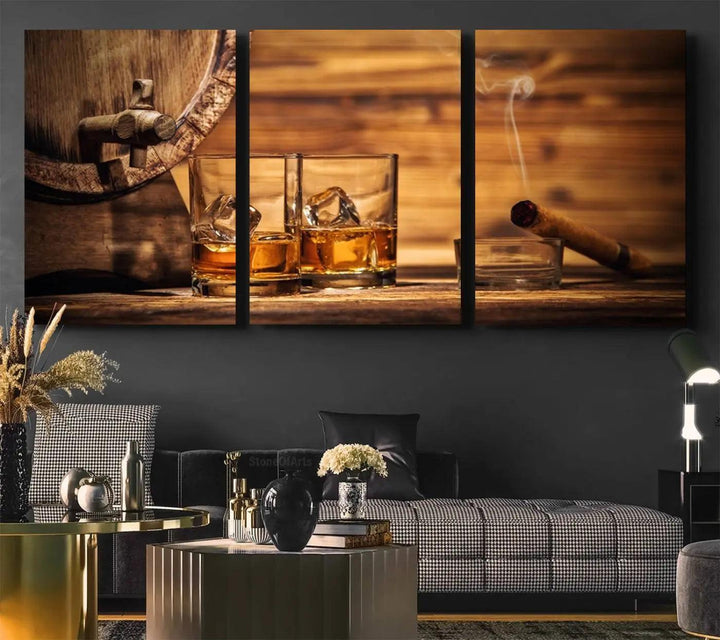 96798-MGV-CV-36X24-Rustic Whiskey and Barrel Canvas Print