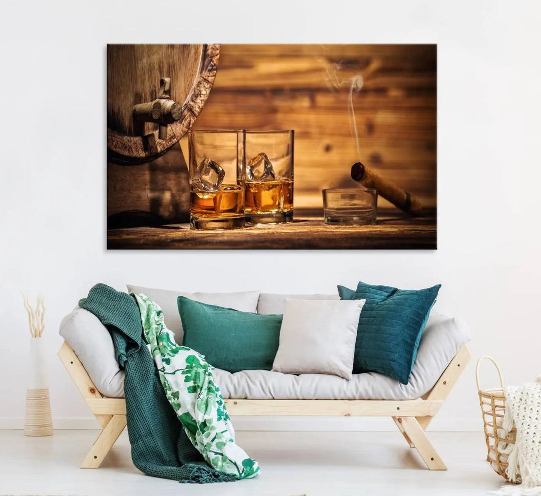 96798-MGV-CV-36X24-Rustic Whiskey and Barrel Canvas Print
