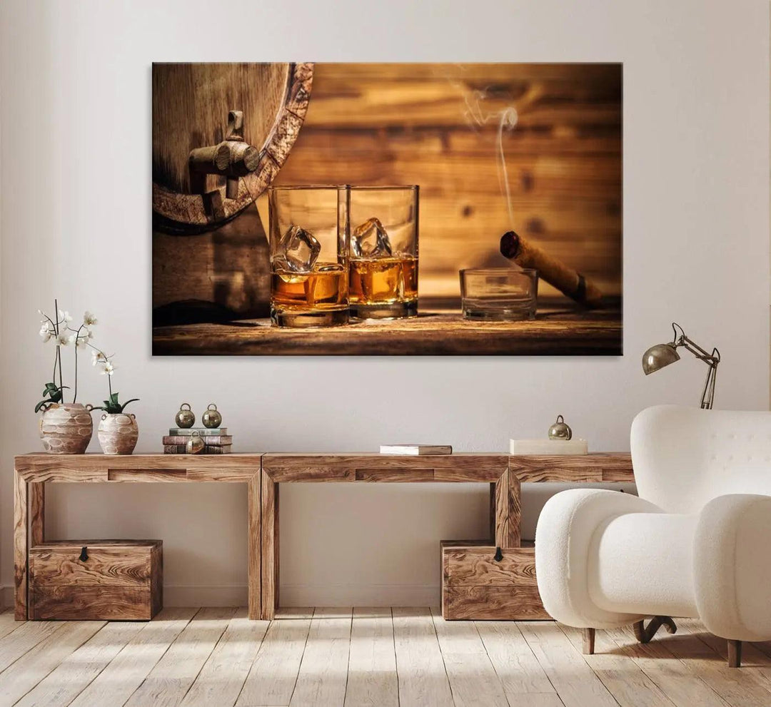 96798-MGV-CV-36X24-Rustic Whiskey and Barrel Canvas Print
