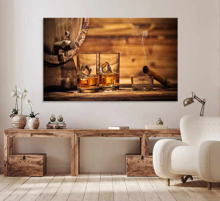 96798-MGV-CV-36X24-Rustic Whiskey and Barrel Canvas Print