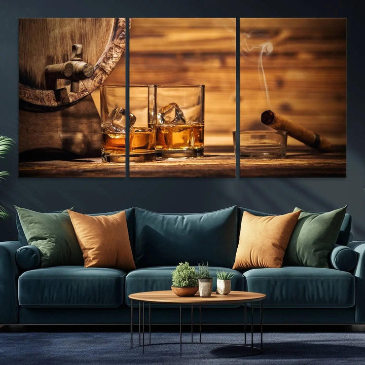 Rustic Whiskey and Barrel Canvas Print