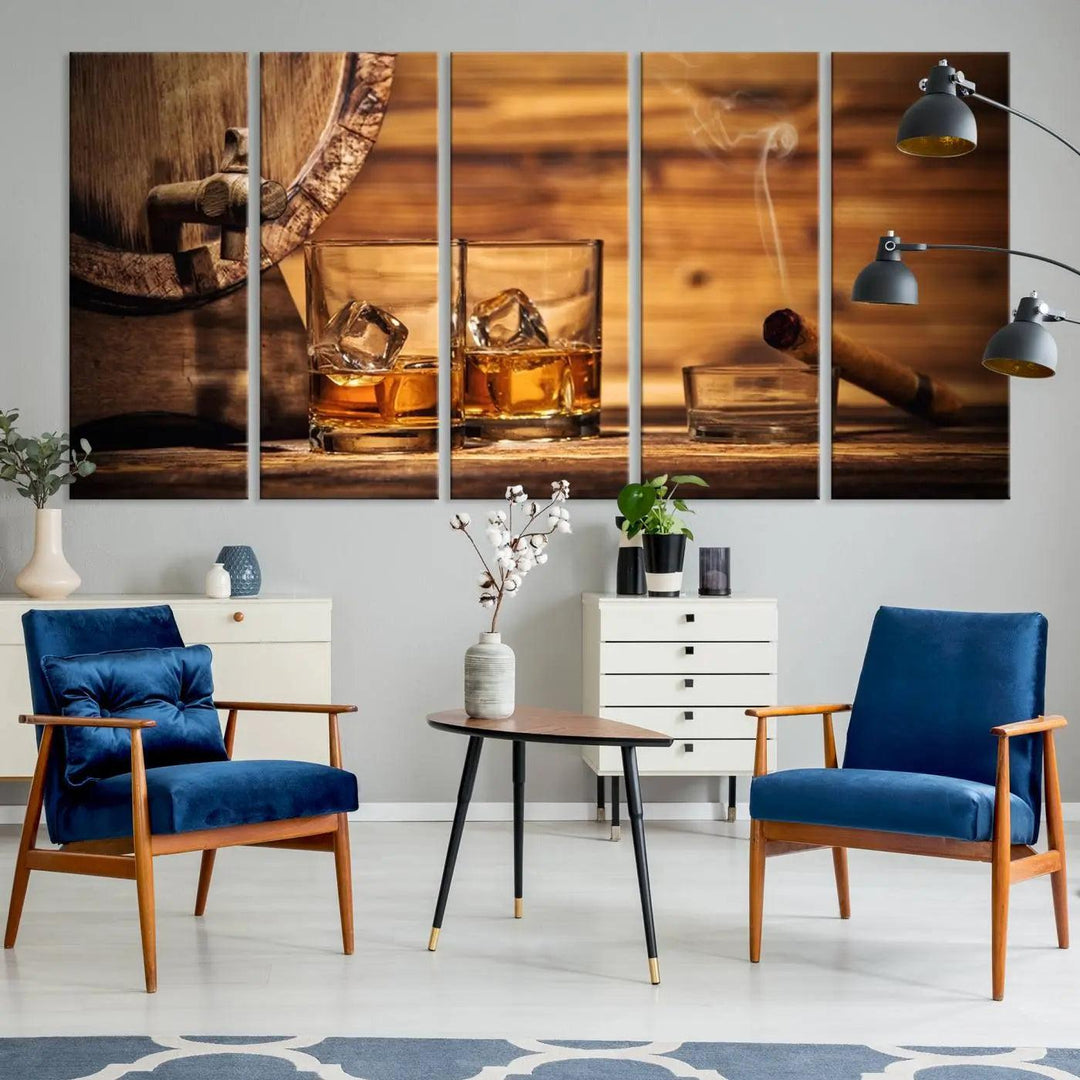 Rustic Whiskey and Barrel Canvas Print