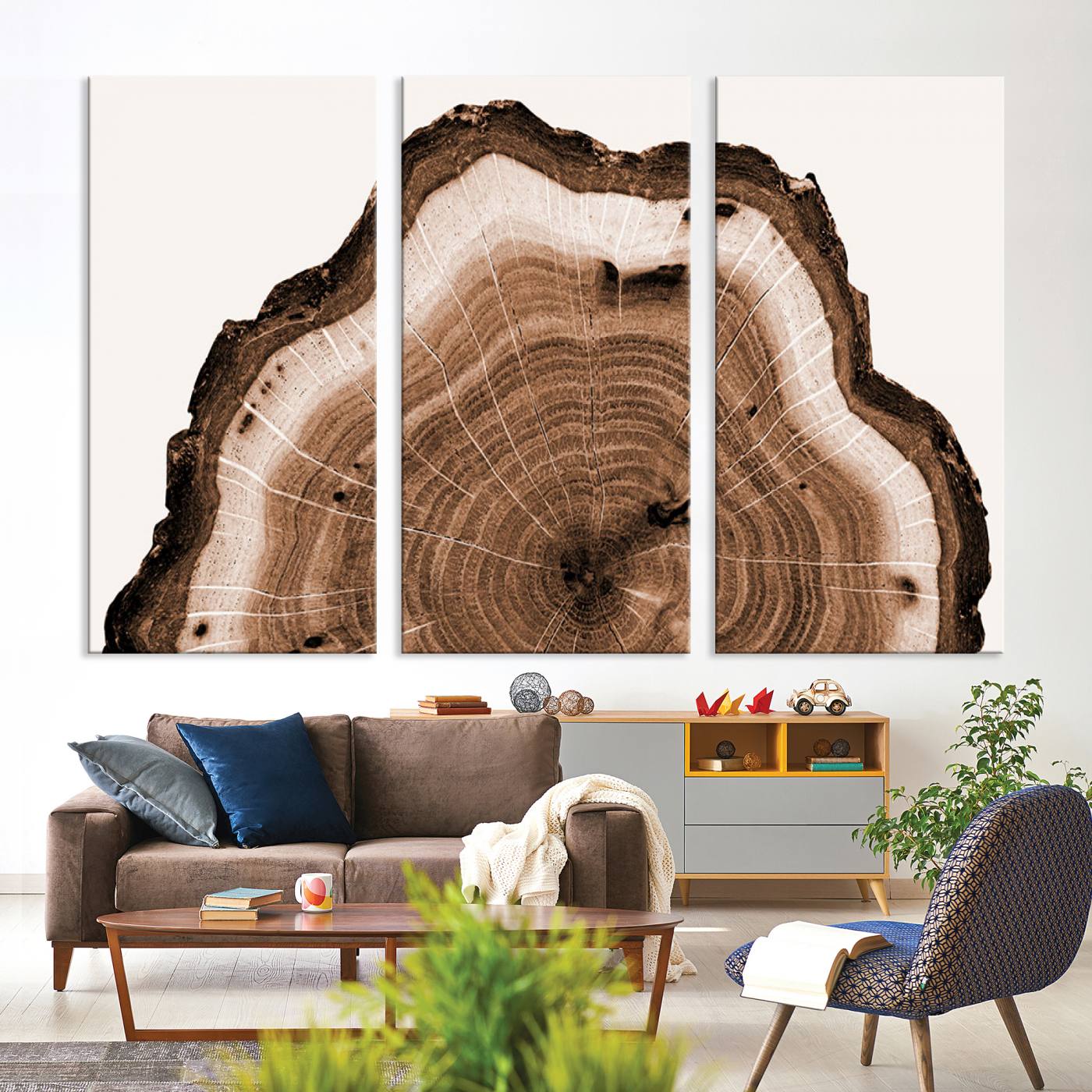 45195-MGV-CV-36X24-Rustic Wood Rings Wall Art | Nature-Inspired Tree Ring Canvas Print | Ready to Hang and Framed for Farmhouse Wall Decor