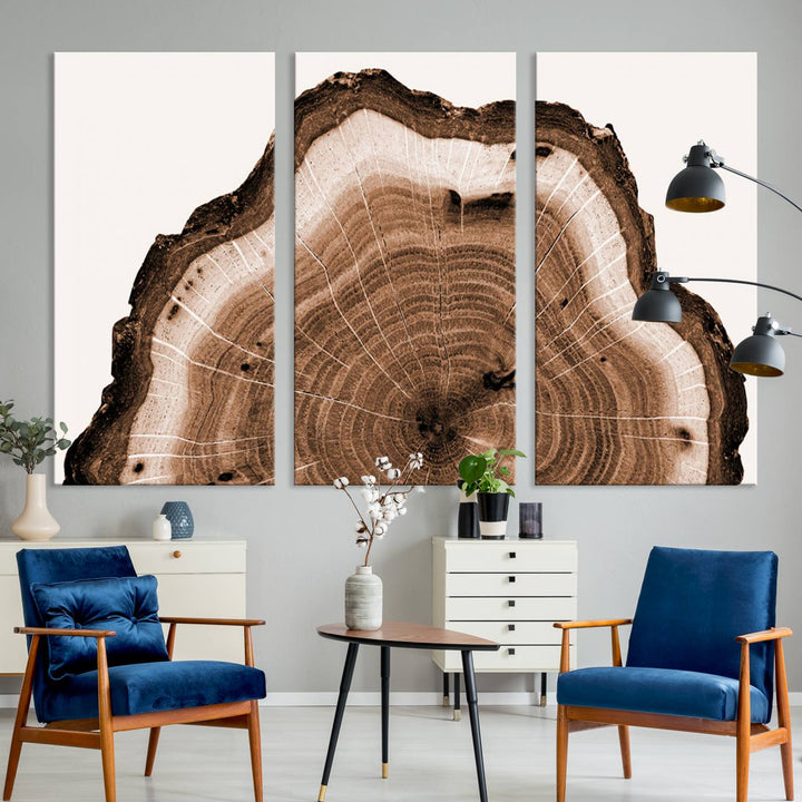 45195-MGV-CV-36X24-Rustic Wood Rings Wall Art | Nature-Inspired Tree Ring Canvas Print | Ready to Hang and Framed for Farmhouse Wall Decor