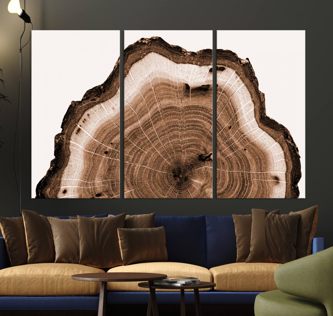 45195-MGV-CV-36X24-Rustic Wood Rings Wall Art | Nature-Inspired Tree Ring Canvas Print | Ready to Hang and Framed for Farmhouse Wall Decor