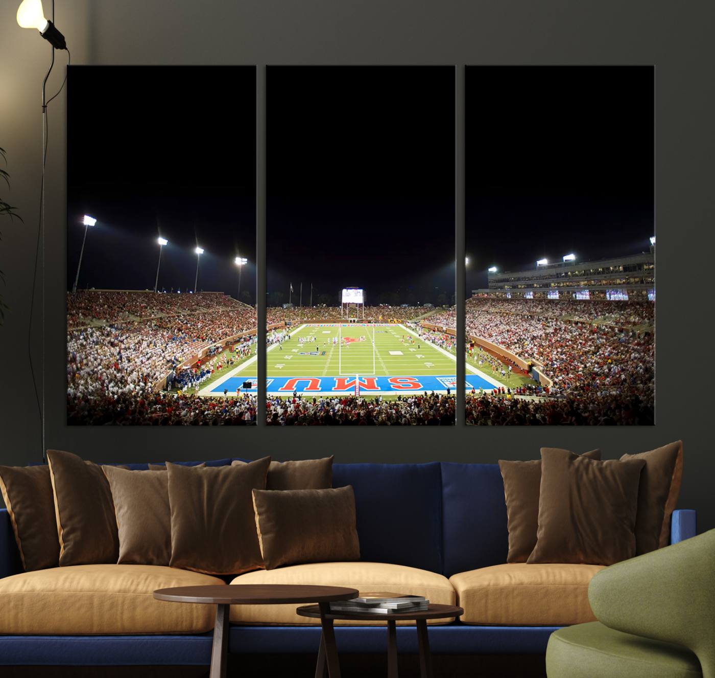 87912-MGV-CV-36X24-SMU Mustangs Football Team Print - Dallas Gerald J. Ford Stadium Wall Art Canvas Print