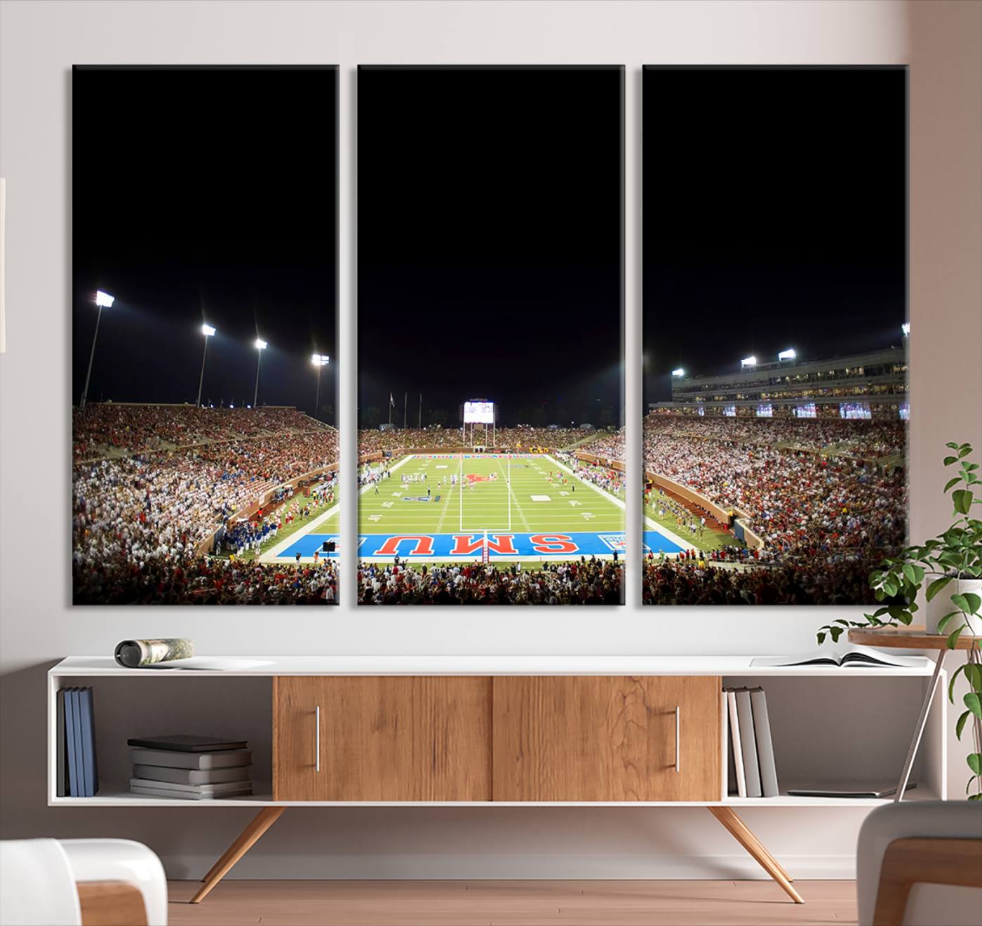 87912-MGV-CV-36X24-SMU Mustangs Football Team Print - Dallas Gerald J. Ford Stadium Wall Art Canvas Print