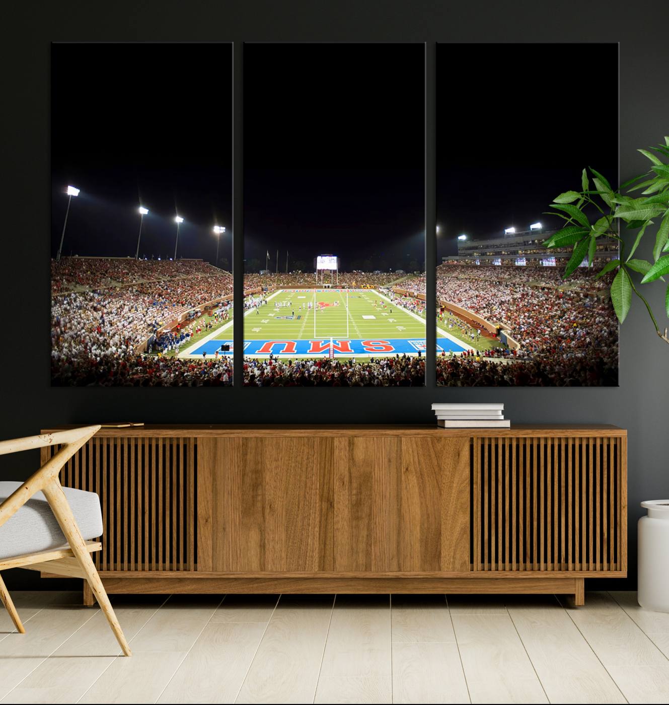 87912-MGV-CV-36X24-SMU Mustangs Football Team Print - Dallas Gerald J. Ford Stadium Wall Art Canvas Print