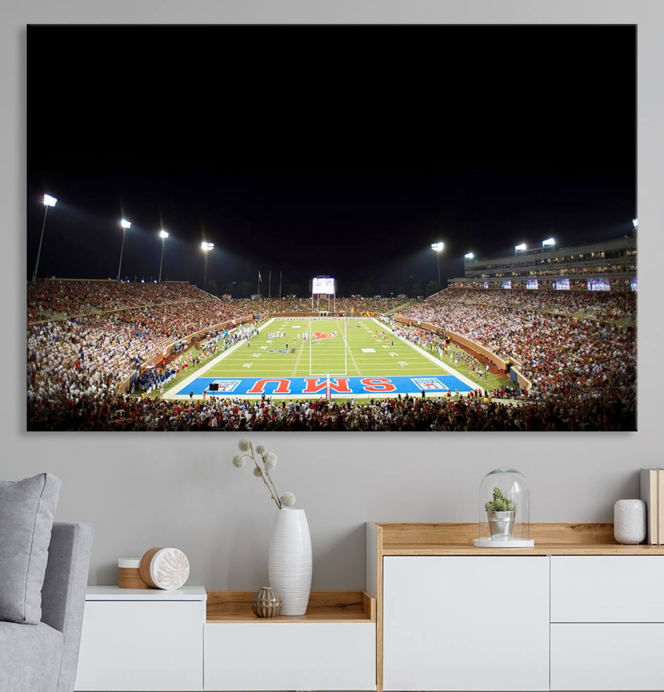 87912-MGV-CV-36X24-SMU Mustangs Football Team Print - Dallas Gerald J. Ford Stadium Wall Art Canvas Print