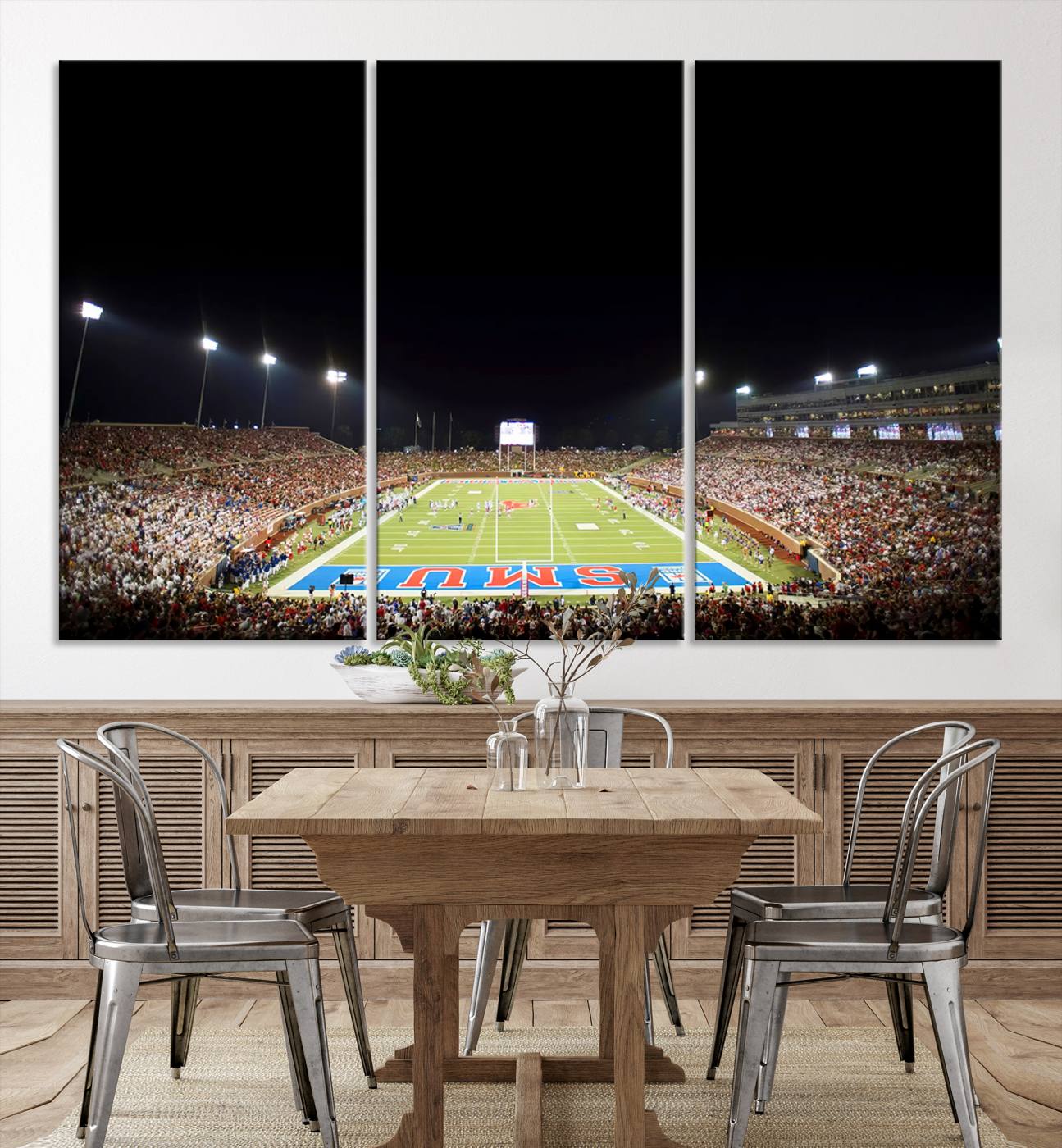 87912-MGV-CV-36X24-SMU Mustangs Football Team Print - Dallas Gerald J. Ford Stadium Wall Art Canvas Print