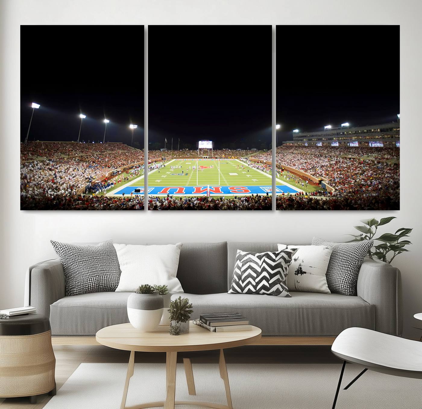 87912-MGV-CV-36X24-SMU Mustangs Football Team Print - Dallas Gerald J. Ford Stadium Wall Art Canvas Print