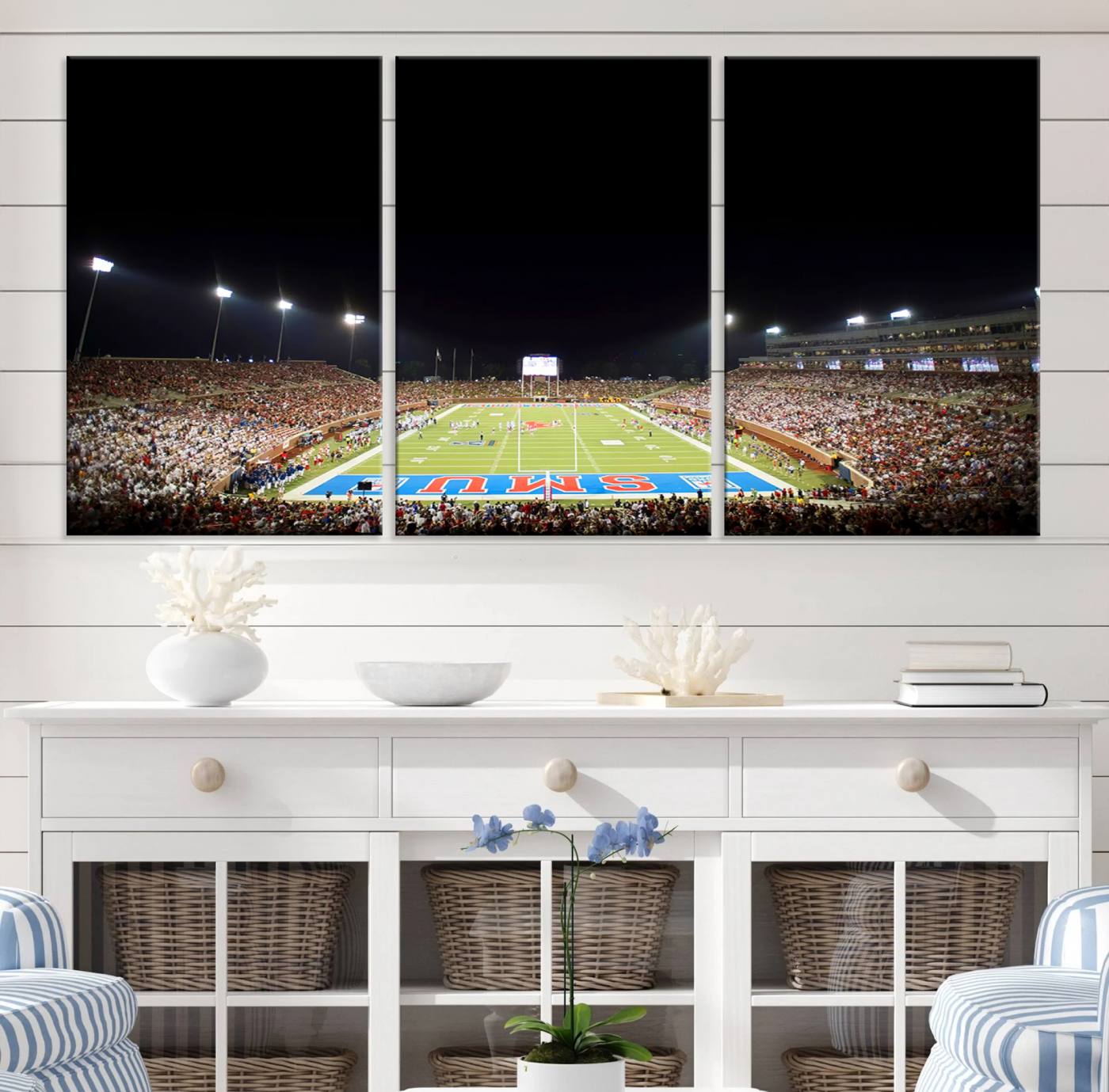 87912-MGV-CV-36X24-SMU Mustangs Football Team Print - Dallas Gerald J. Ford Stadium Wall Art Canvas Print