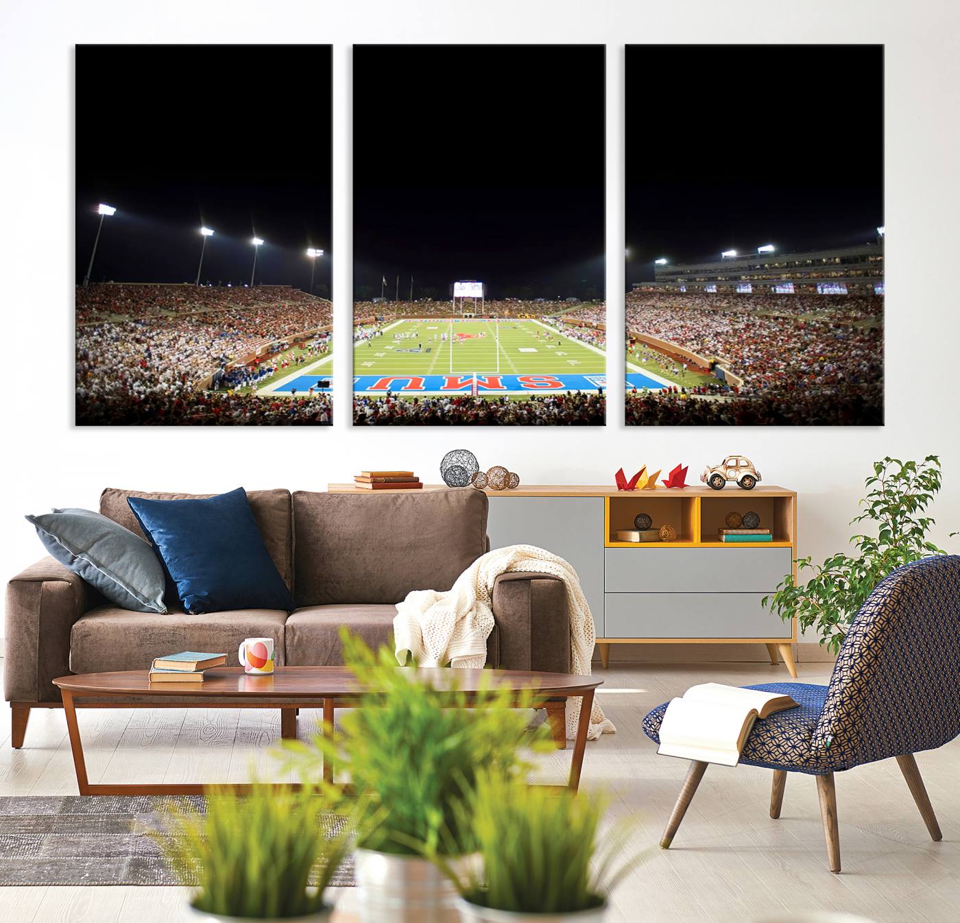 87912-MGV-CV-36X24-SMU Mustangs Football Team Print - Dallas Gerald J. Ford Stadium Wall Art Canvas Print