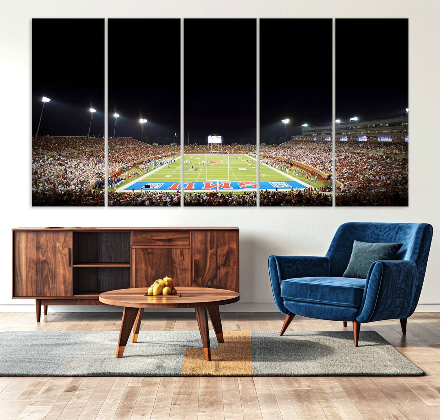 87912-MGV-CV-36X24-SMU Mustangs Football Team Print - Dallas Gerald J. Ford Stadium Wall Art Canvas Print
