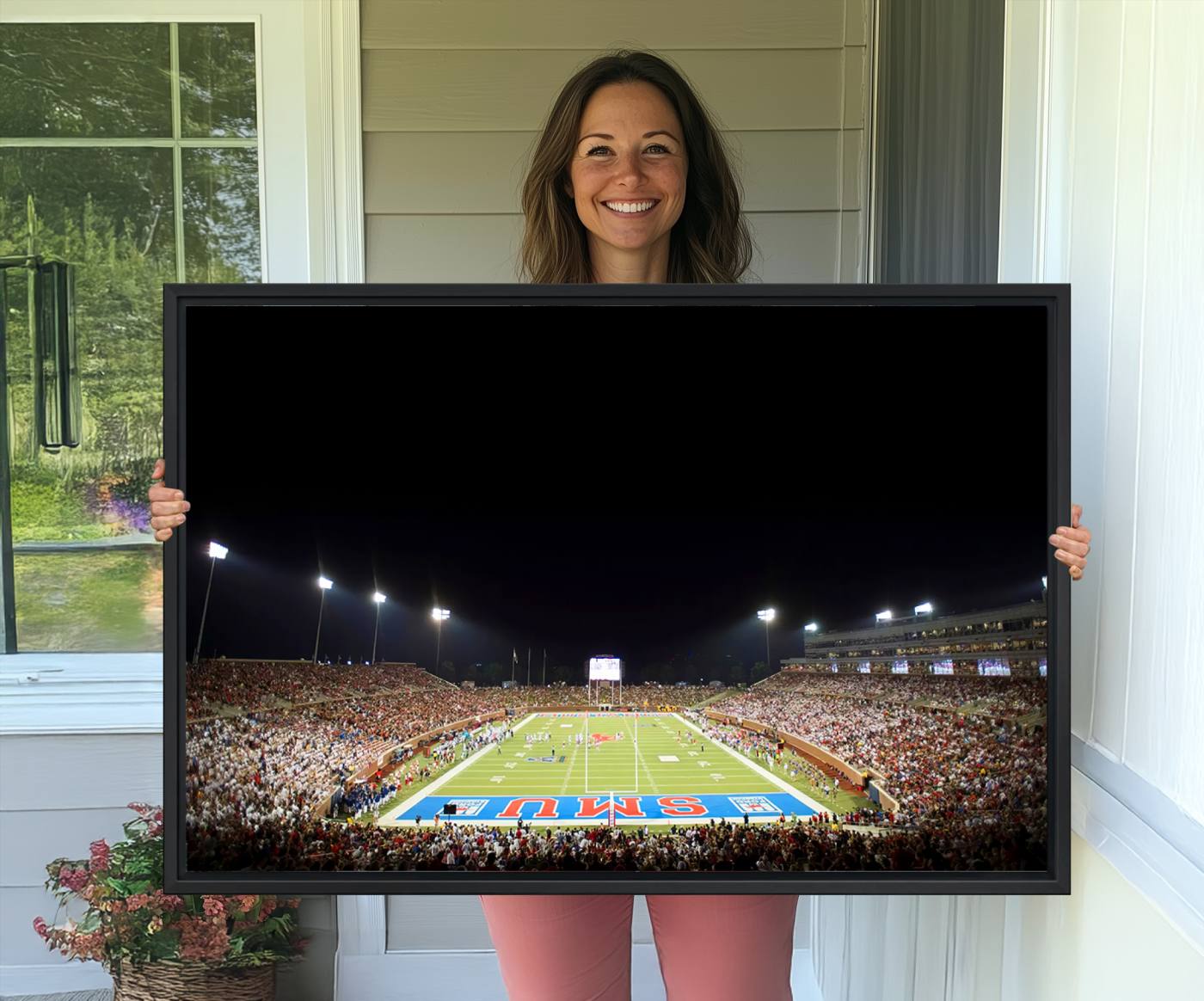 87912-MGV-CV-36X24-SMU Mustangs Football Team Print - Dallas Gerald J. Ford Stadium Wall Art Canvas Print