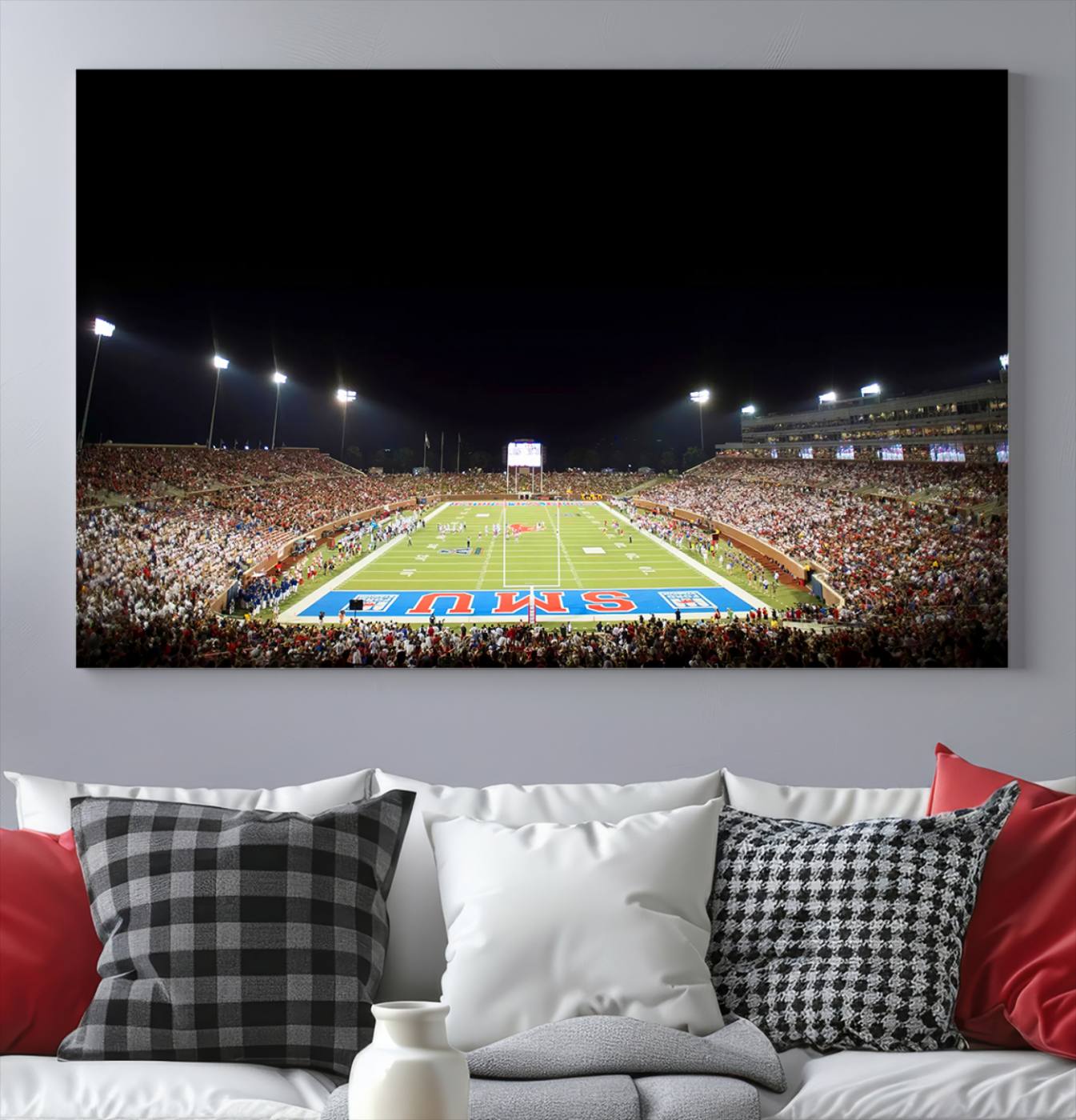 87912-MGV-CV-36X24-SMU Mustangs Football Team Print - Dallas Gerald J. Ford Stadium Wall Art Canvas Print