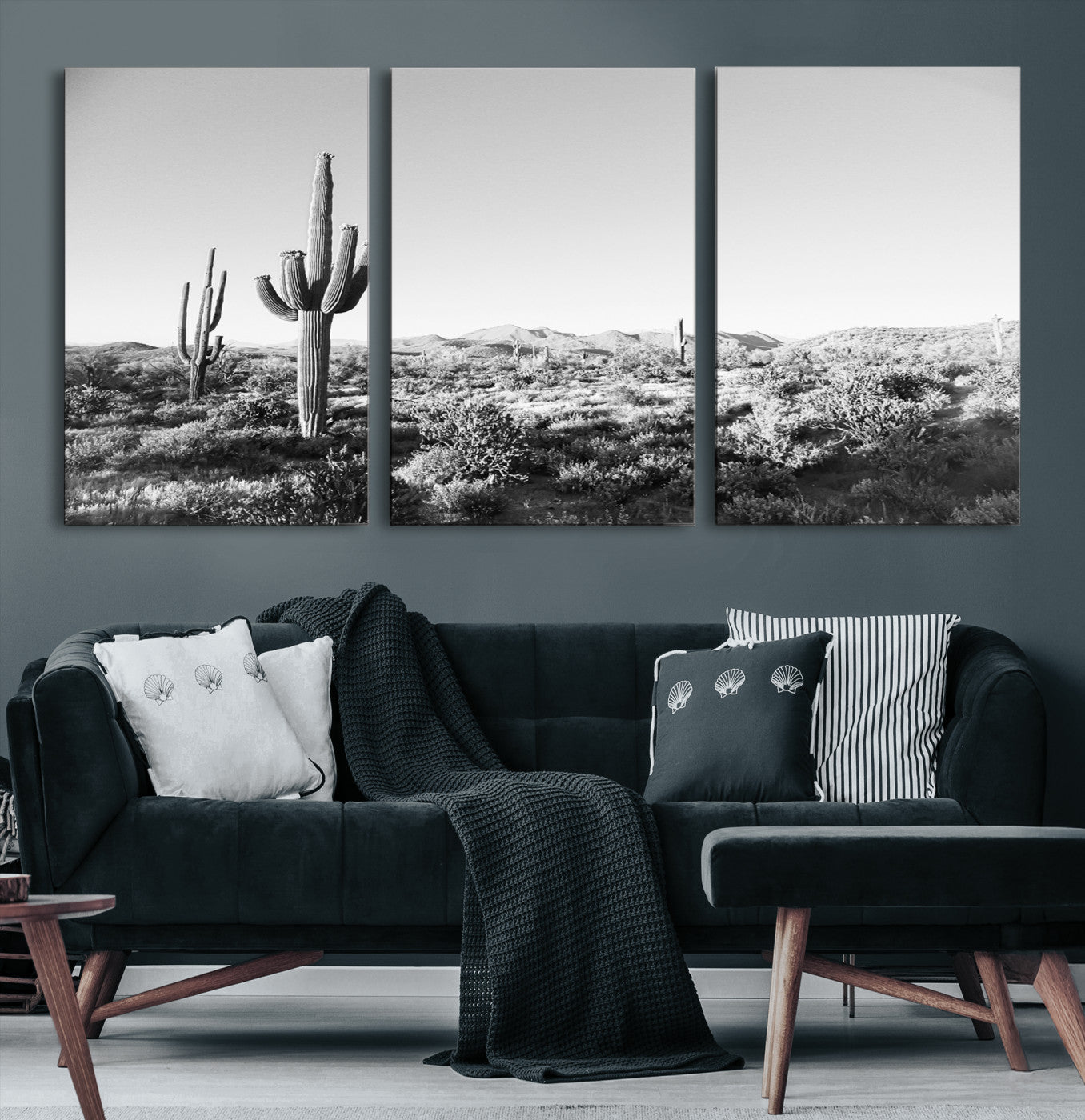 85205054-MGV-CV-36X24-Saguaro Cactus Canvas Print Wall Art , Monochrome Landscape Print, Framed Scenic Arizona Art Print, Large Timeless Western Aesthetic