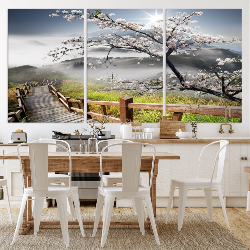 Edit-Images-Sakura Cherry Blossom Pathway Canvas Wall Art – Tranquil Walk Through Blossoming Nature – Ready to Hang