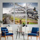 Edit-Images-Sakura Cherry Blossom Pathway Canvas Wall Art – Tranquil Walk Through Blossoming Nature – Ready to Hang