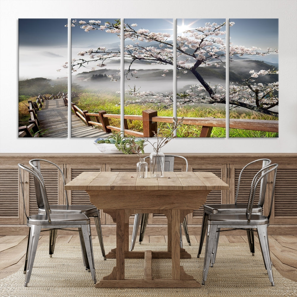 Edit-Images-Sakura Cherry Blossom Pathway Canvas Wall Art – Tranquil Walk Through Blossoming Nature – Ready to Hang