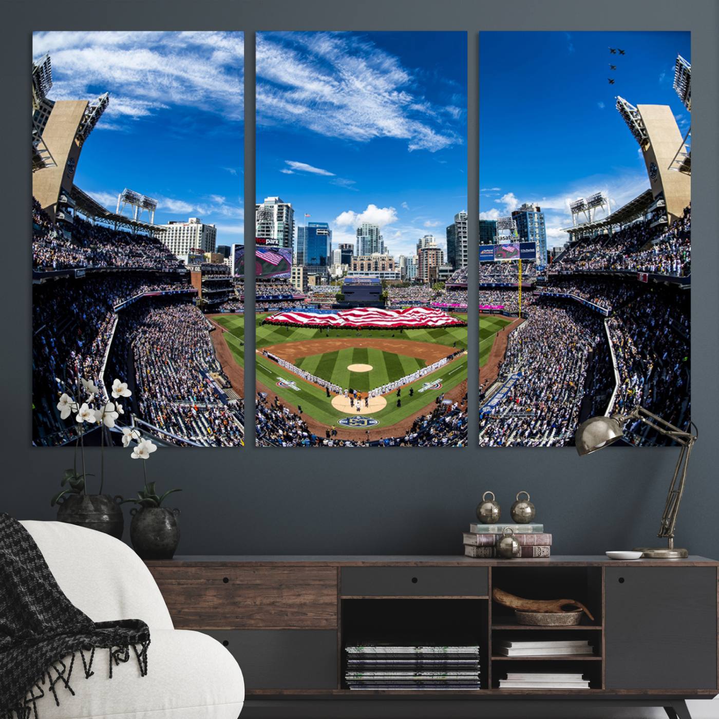 52297-MGV-CV-36X24-San Diego Padres Baseball Team Print - Petco Park Stadium Wall Art Canvas Print