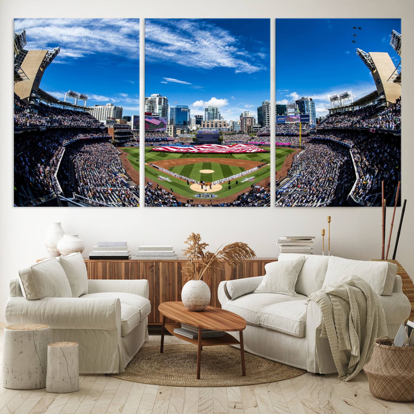 52297-MGV-CV-36X24-San Diego Padres Baseball Team Print - Petco Park Stadium Wall Art Canvas Print