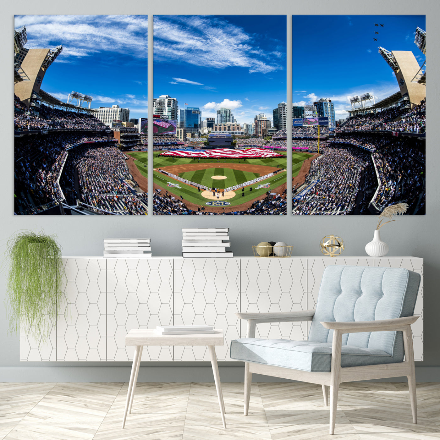 52297-MGV-CV-36X24-San Diego Padres Baseball Team Print - Petco Park Stadium Wall Art Canvas Print