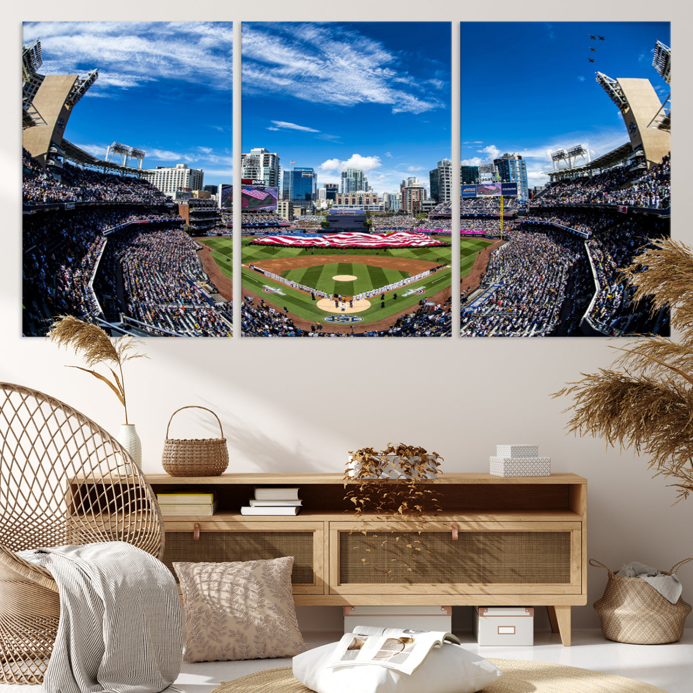 52297-MGV-CV-36X24-San Diego Padres Baseball Team Print - Petco Park Stadium Wall Art Canvas Print
