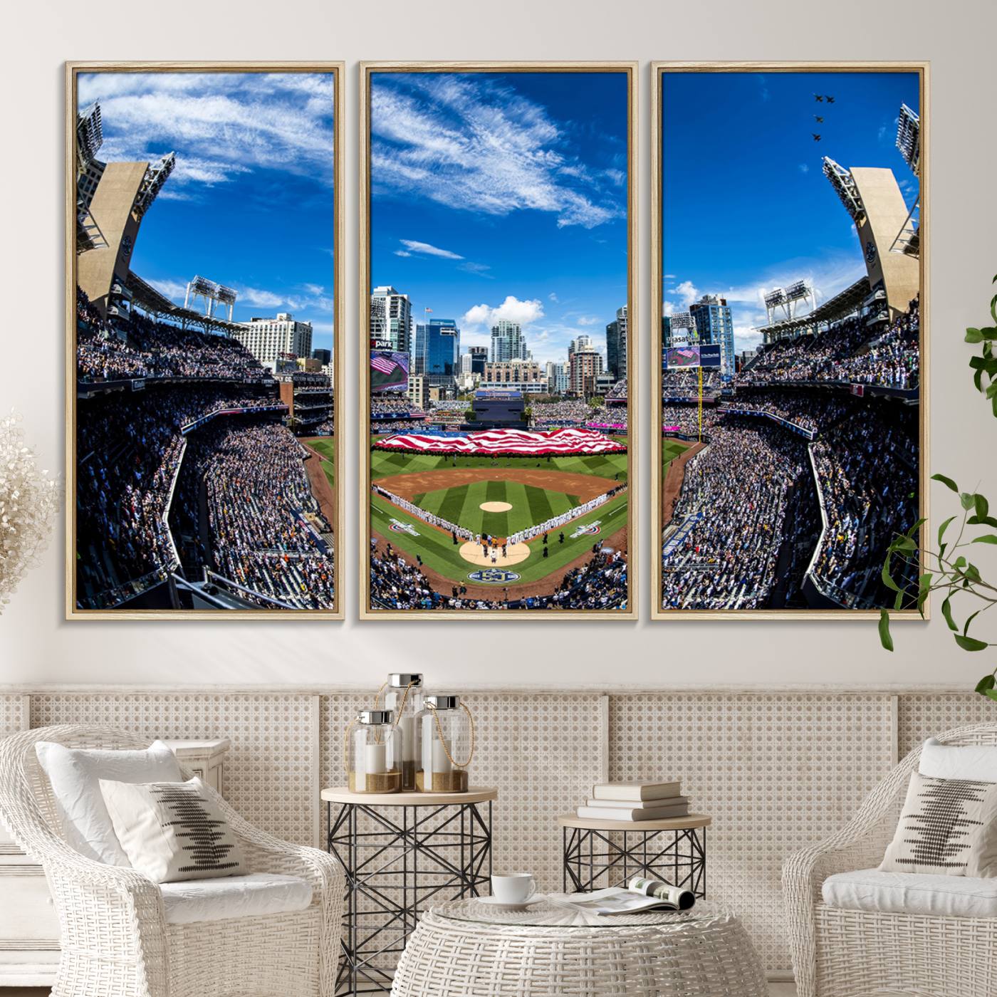 52297-MGV-CV-36X24-San Diego Padres Baseball Team Print - Petco Park Stadium Wall Art Canvas Print