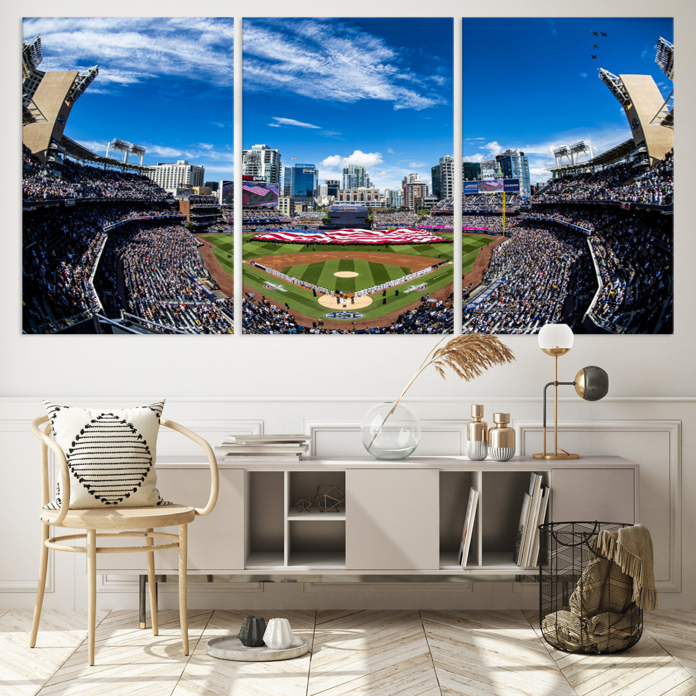 52297-MGV-CV-60X30-3P-San Diego Padres Baseball Team Print - Petco Park Stadium Wall Art Canvas Print