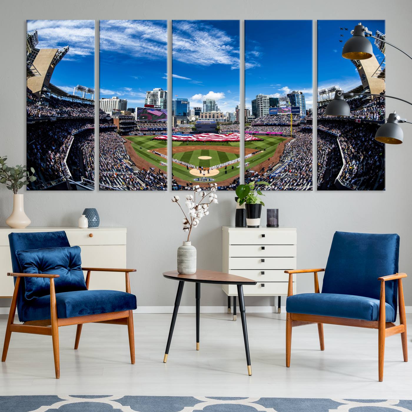 52297-MGV-CV-60X31-5P-San Diego Padres Baseball Team Print - Petco Park Stadium Wall Art Canvas Print