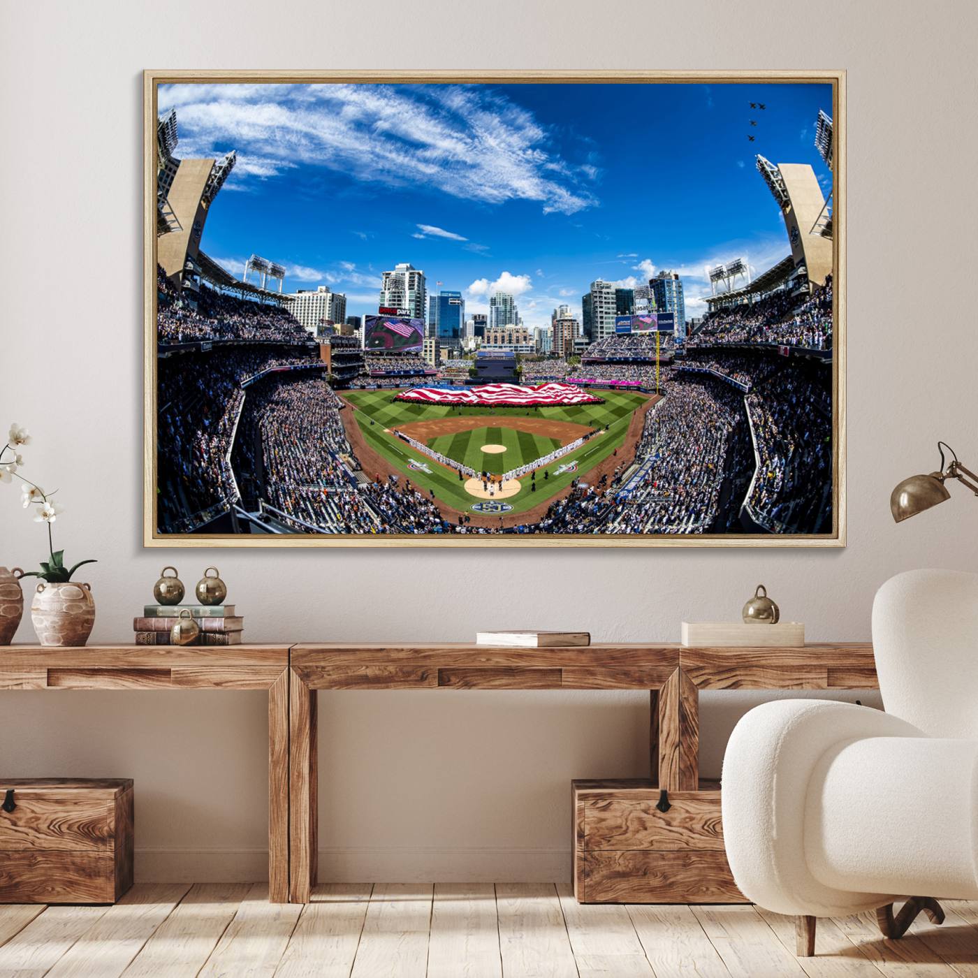 52297-MGV-FC-36X24_Natural-San Diego Padres Baseball Team Print - Petco Park Stadium Wall Art Canvas Print