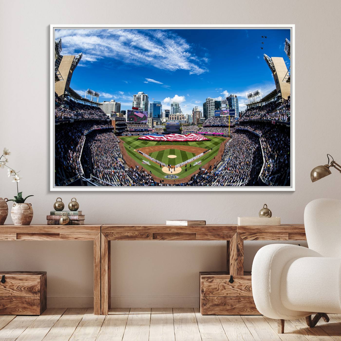 52297-MGV-FC-36X24_White-San Diego Padres Baseball Team Print - Petco Park Stadium Wall Art Canvas Print