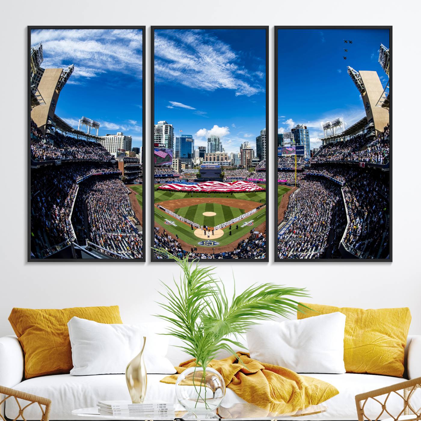 52297-MGV-FC-48X32-3P_Black-San Diego Padres Baseball Team Print - Petco Park Stadium Wall Art Canvas Print