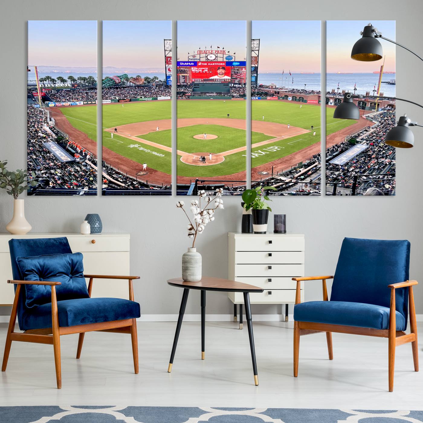 16055-MGV-CV-60X31-5P-San Francisco Giants Baseball Team Print - Oracle Park Stadium Wall Art Canvas Print