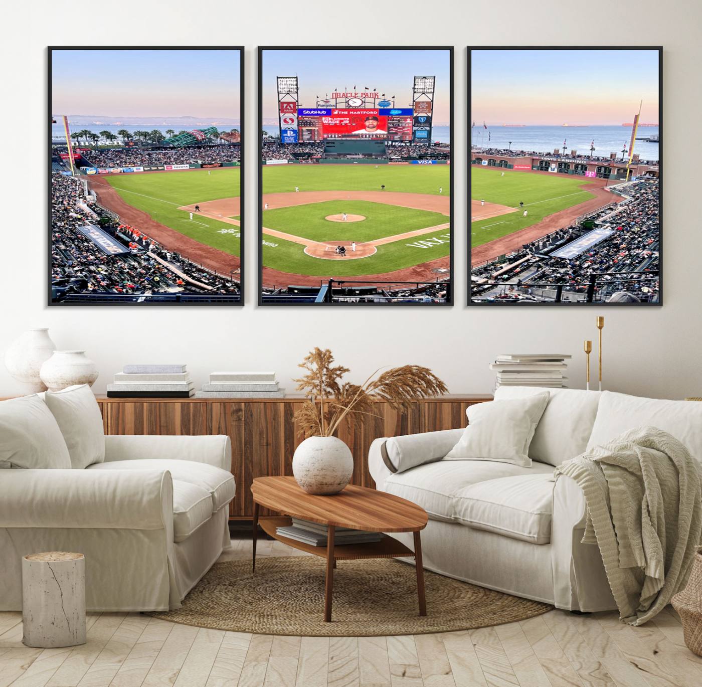 16055-MGV-FC-60X30-3P_Black-San Francisco Giants Baseball Team Print - Oracle Park Stadium Wall Art Canvas Print