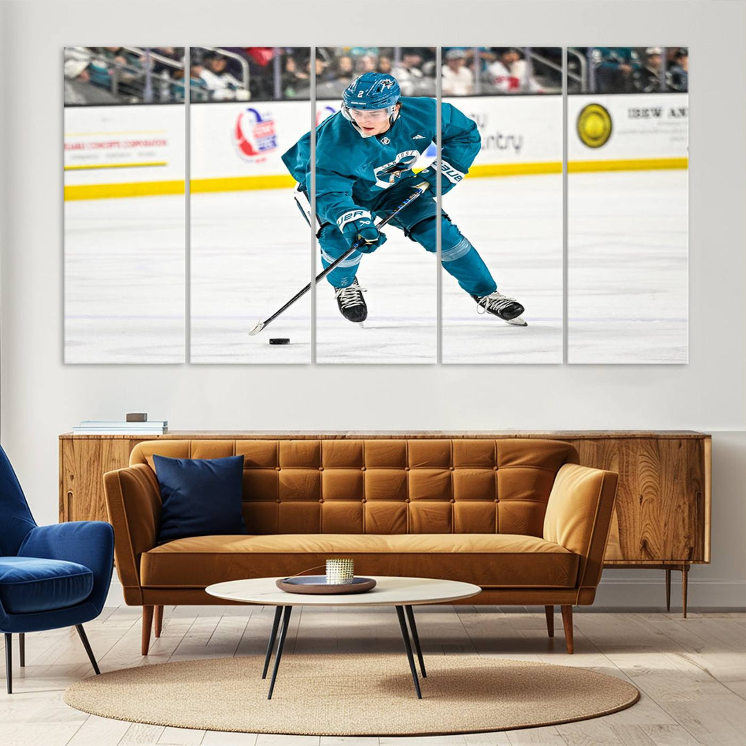 Edit-Images-San Jose Sharks Ice Hockey Player Wall Art Canvas Print