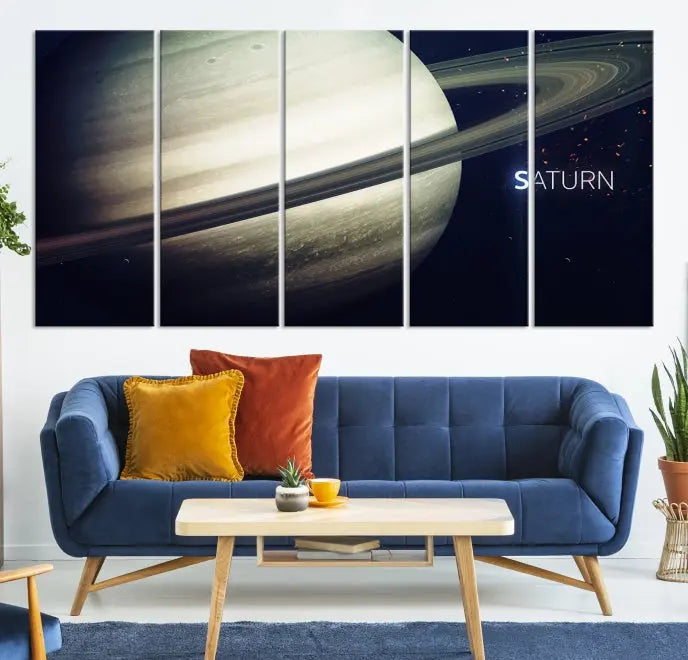 The Saturn Wall Art Canvas Print features a striking depiction of Saturn and its rings, crafted on museum-quality canvas. With a UV-protective coating for lasting vibrancy, this piece ships free to effortlessly enhance your space.