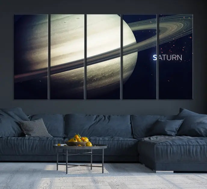 The Saturn Wall Art Canvas Print features a striking depiction of Saturn and its rings, crafted on museum-quality canvas. With a UV-protective coating for lasting vibrancy, this piece ships free to effortlessly enhance your space.