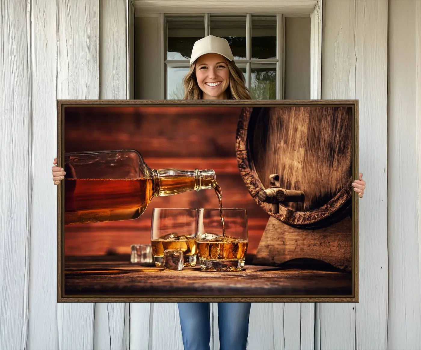 21266-MGV-CV-36X24-Scotch Whiskey Barrel Cigar Bourbon Wall Art, Scotch Whiskey Cigar Wall Art Canvas Print