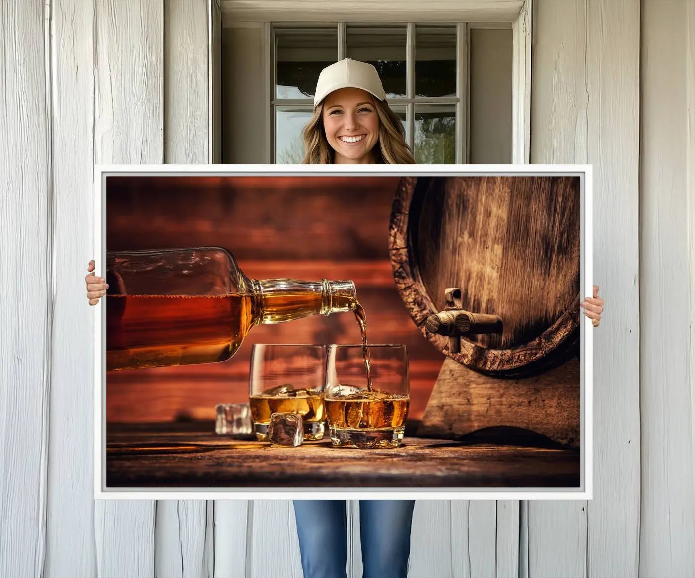 21266-MGV-CV-36X24-Scotch Whiskey Barrel Cigar Bourbon Wall Art, Scotch Whiskey Cigar Wall Art Canvas Print